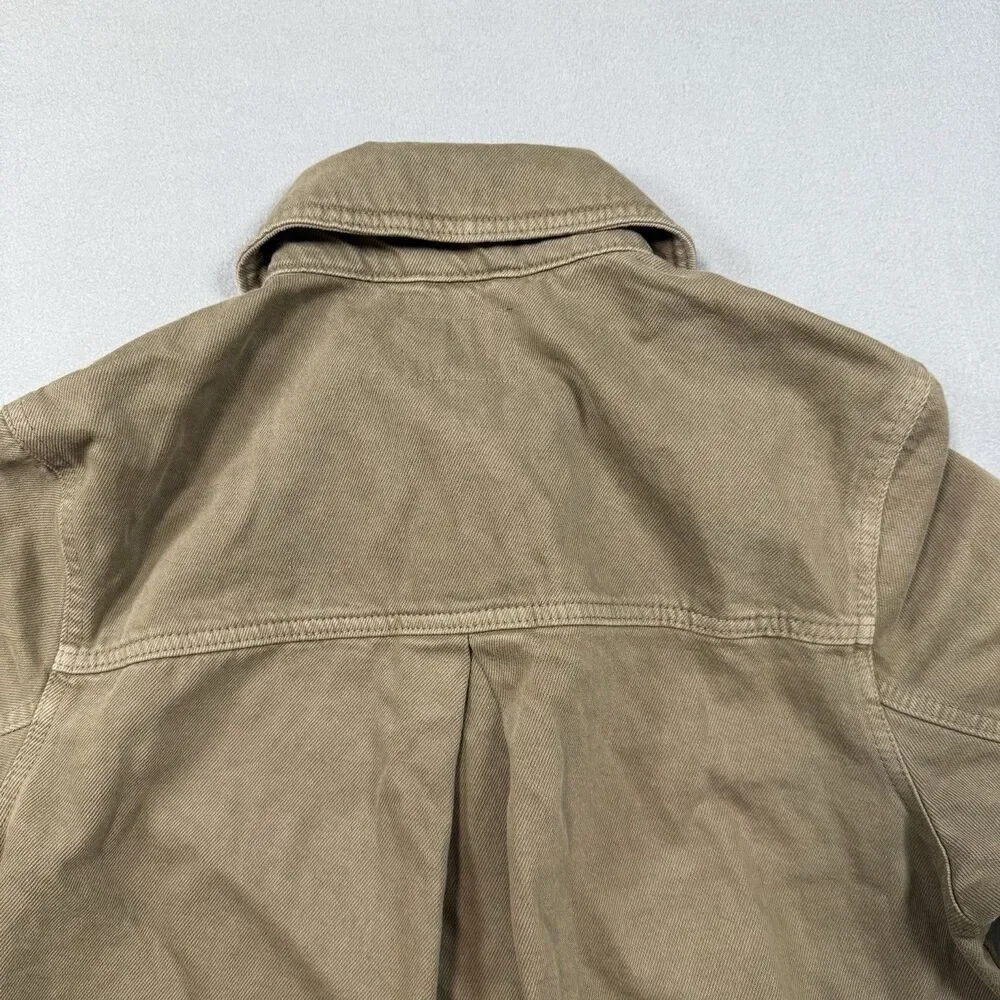 H&M Women’s Cropped Oversized Jacket Sz S Olive Khaki Twill Cotton Workwear NWT